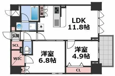 スプランディッド上本町WEST【3階】の間取り