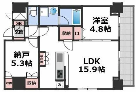 スプランディッド上本町WEST【4階】の間取り