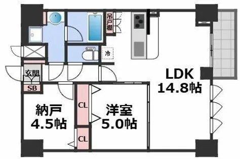 スプランディッド上本町WEST【4階】の間取り