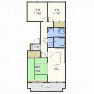 すばる山の手【208号室】の間取り