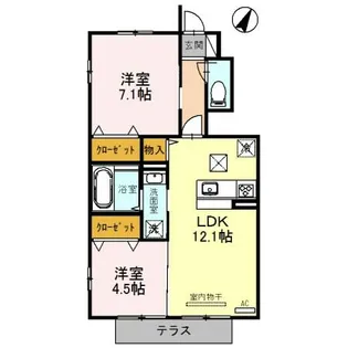 シャーロット A・B棟【1階】の間取り