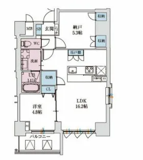 スプランディッド上本町WEST【206号室】の間取り