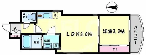 SERENiTE谷町croix【15階】の間取り
