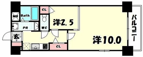 レジディア神戸三宮プレイス【4階】の間取り