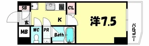 アプリーレ三宮イースト【7階】の間取り