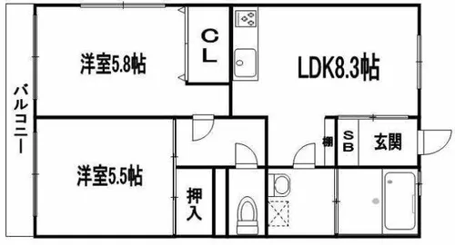 シャンボール藤崎【305号室】の間取り
