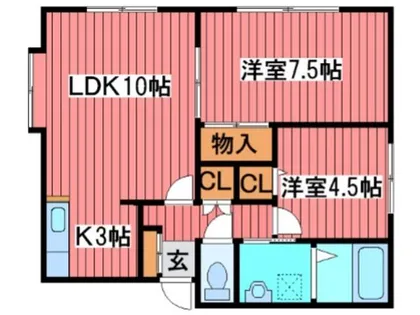 カーメルハウス月寒SE【101号室】の間取り