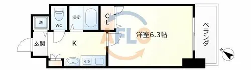 プレサンスセンターコア大阪【4階】の間取り