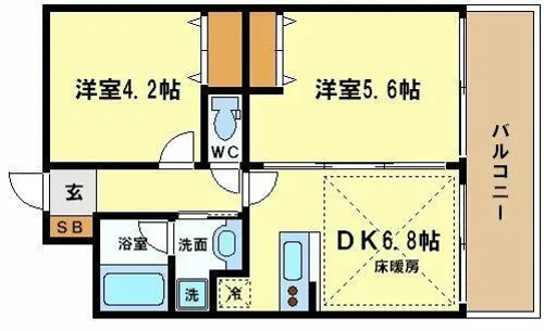 URBAN FLATS中之島【4階】の間取り