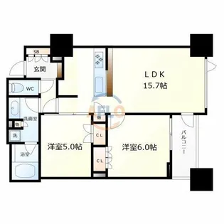 プレミストタワー靭本町【29階】の間取り