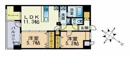 バルセロナ薬院【302号室】の間取り