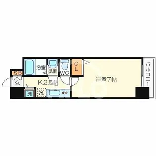 グラマシー心斎橋東【11階】の間取り