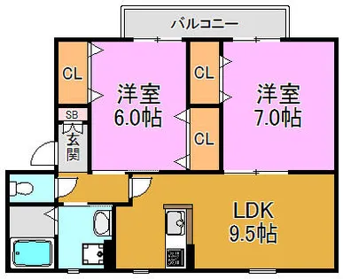 カーサ・ジュネス【2階】の間取り