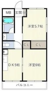 上中グリーンハイツ【305号室】の間取り