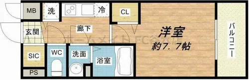 プレサンス谷町七丁目Ⅱ【11階】の間取り