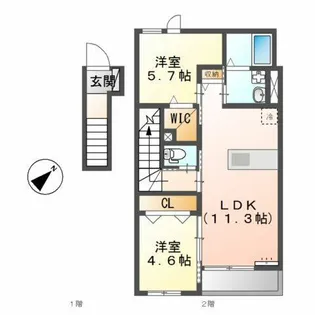 アヴェルラ・プラス【2階】の間取り