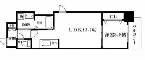 ラクラス堺筋本町【1402号室】の間取り