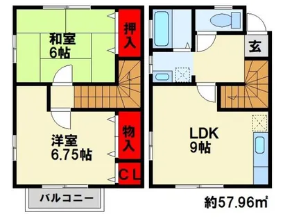 Peaceful四季彩 A棟【1号室】の間取り