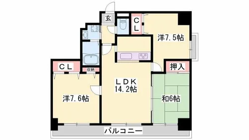 ロワイヤル栗山【703号室】の間取り