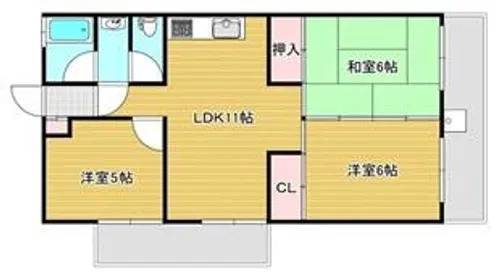ニューハイツ新在家【2階】の間取り