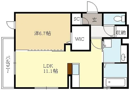 セジュール神楽田【1階】の間取り