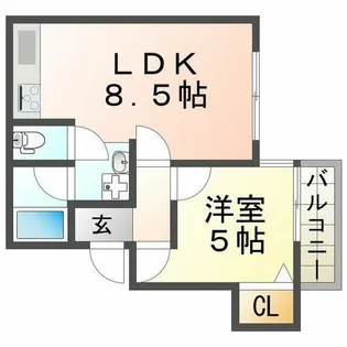 シャトー北野【4階】の間取り