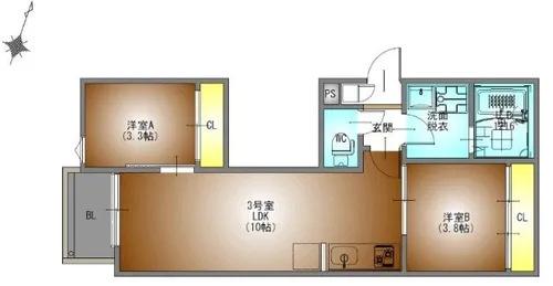 REGALEST上小田井4【3階】の間取り