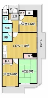 サンロイヤル北六甲【7階】の間取り