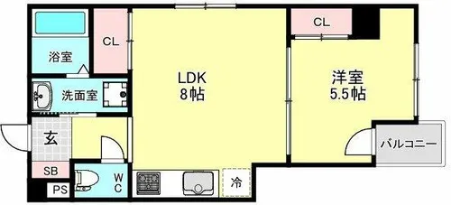 コスモハイツ阿波座【5階】の間取り