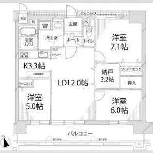 ロワイヤル飾磨【7階】の間取り