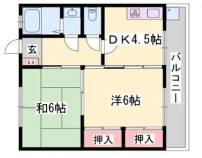 龍野ハイツ【4-3号室】の間取り