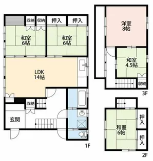 愛知県岡崎市上六名2丁目【一戸建】の間取り