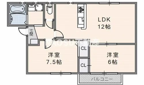 ヴィラージュコートアピオ【A102号室】の間取り