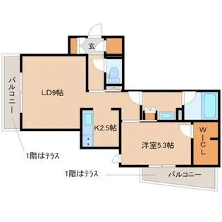 ラフィーネ南七松【1階】の間取り