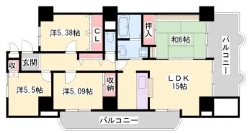 シャトゥブランシェ【401号室】の間取り