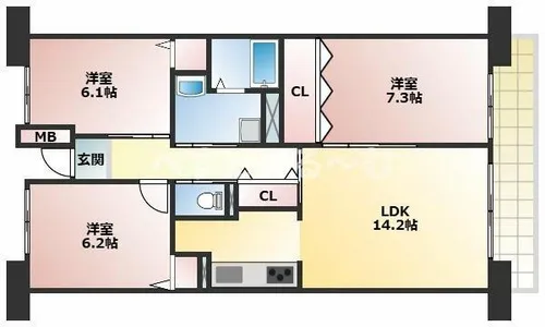 県営伊川谷第2高層住宅1号棟【804号室】の間取り