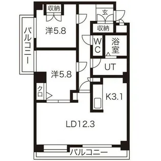 パークビュー46【101号室】の間取り