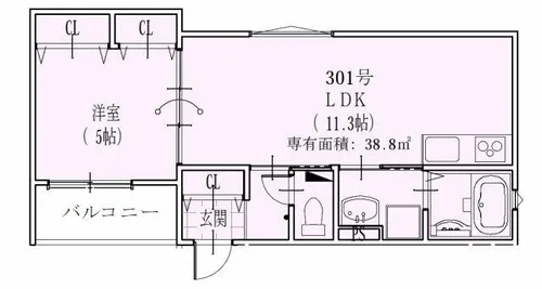 ラモーナ赤川【301号室】の間取り