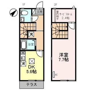 大阪府高石市加茂4丁目【テラスハウス】の間取り