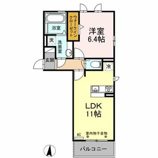 ヴィーブル フォンテーヌ【201号室】の間取り