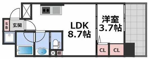 ブエナビスタ上町【9階】の間取り