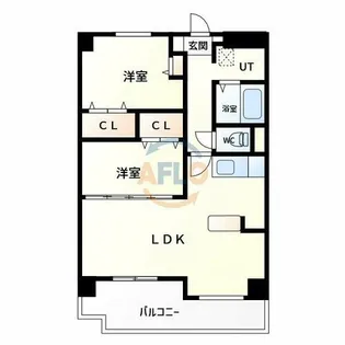 ビューテラス大新【2階】の間取り