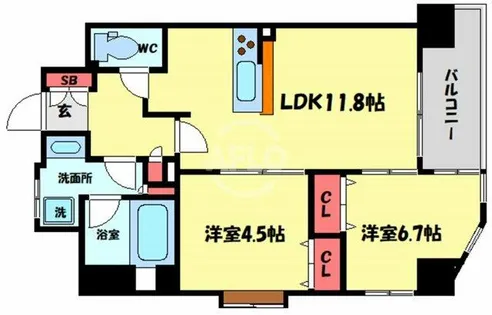 アーデンタワー北堀江【6階】の間取り