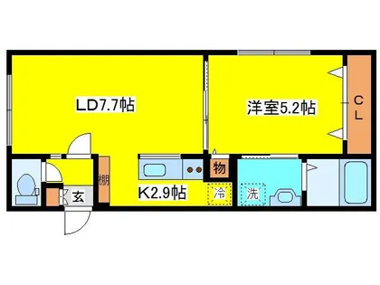 グランメール北17東14A【4階】の間取り