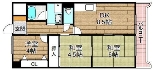 エトワール長岡京【3階】の間取り