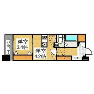 TOWERS AVANTGARDE博多No.62【1905B号室】の間取り