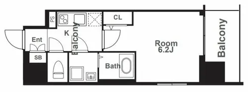エスリード本町靭公園レジデンス【6階】の間取り