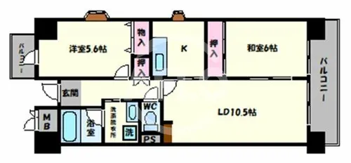グレイスコート上本町【6階】の間取り