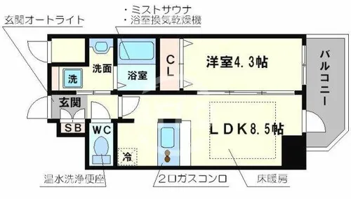 プレサンス心斎橋ルティア【12階】の間取り