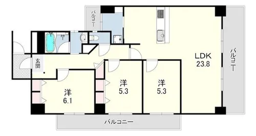 パームスクェアジェームス山【4階】の間取り